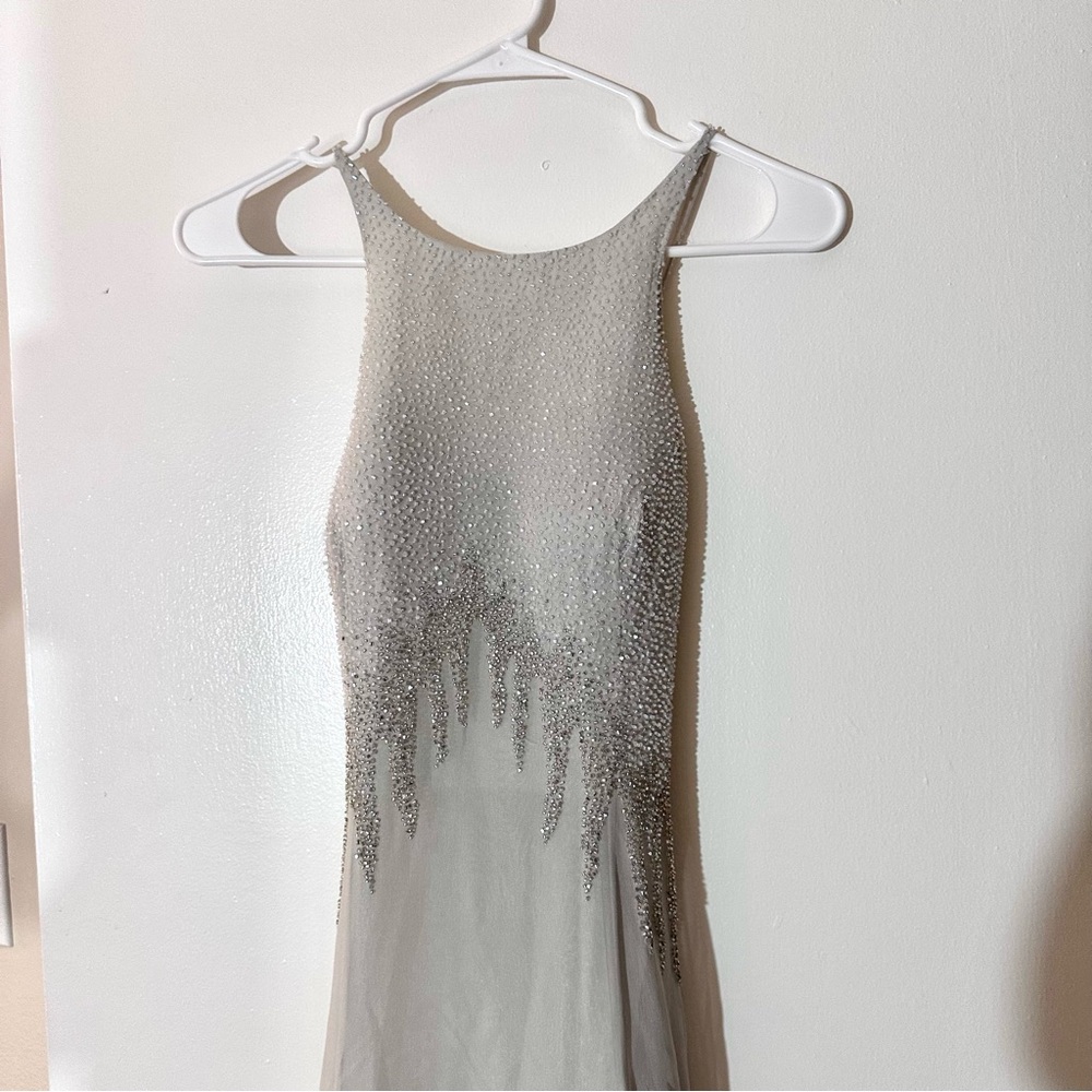 Elegant Silver Evening Gown